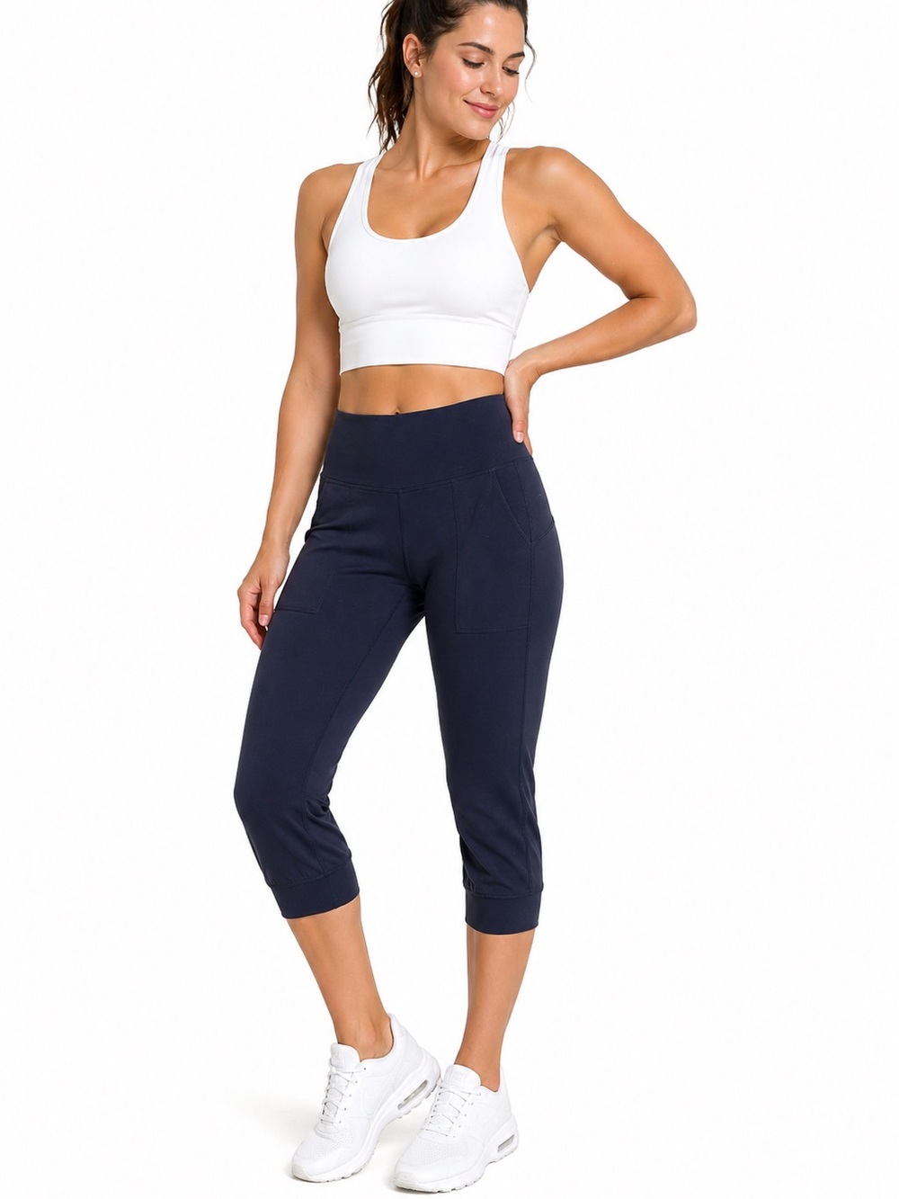 Lululemon Size 6 Navy Blue Cropped Leggings Capri Jogger Bottom